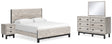 Vessalli 6-Piece King Panel Bed with Mirrored Dresser and Nightstand (King Panel Footboard, King Panel Headboard, King Panel Rails, Dresser, Bedroom Mirror, Nightstand)