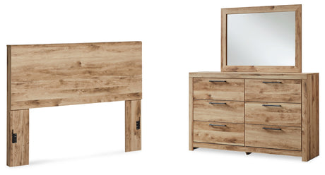 Hyanna 3-Piece Queen Panel Headboard with Mirrored Dresser (Queen Panel Headboard, Dresser, Bedroom Mirror)