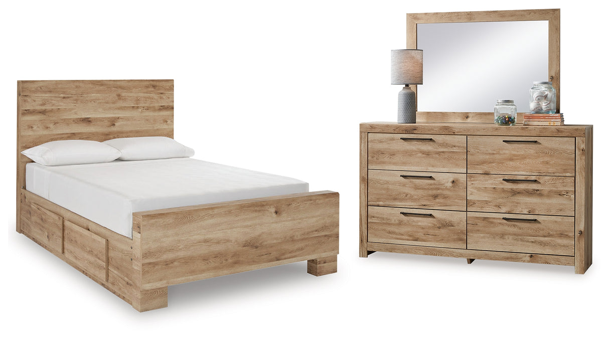 Hyanna Full Panel Bed with 2 Side Storage, Dresser and Mirror (Bed Size: Full)