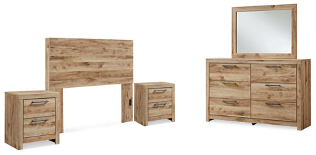 Hyanna 5-Piece Full Panel Headboard with Mirrored Dresser and 2 Nightstands (Full Panel Headboard, Dresser, Bedroom Mirror, Nightstand, Nightstand)