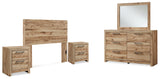 Hyanna 5-Piece Full Panel Headboard with Mirrored Dresser and 2 Nightstands (Full Panel Headboard, Dresser, Bedroom Mirror, Nightstand, Nightstand)