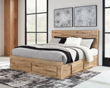 Hyanna Queen Panel Storage Bed with 2 Side Storage, Dresser and Mirror (Bed Size: Queen)