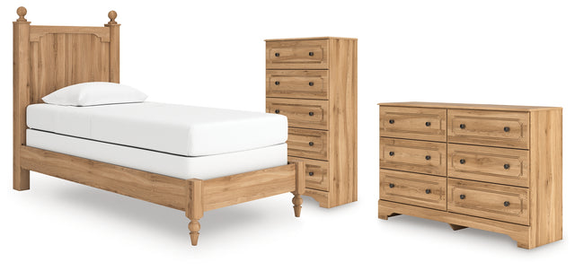 Aleaport 4-Piece Twin Panel Bed with Dresser and Chest (Twin Panel Footboard with Rails, Twin Panel Headboard, Dresser, Chest of Drawers)