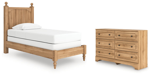 Aleaport 3-Piece Twin Panel Bed with Dresser (Twin Panel Footboard with Rails, Twin Panel Headboard, Dresser)