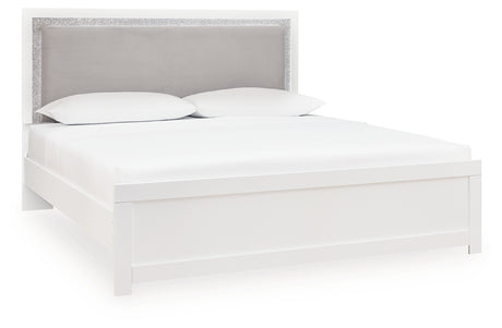 Maeling Queen Upholstered Panel Bed (Color: White, Bed Size: King)