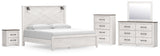 Gerridan 7-Piece King Panel Bed with Mirrored Dresser, Chest and Nightstand (King Panel Footboard, King Panel Headboard, King Rails, Dresser, Bedroom Mirror, Chest of Drawers, Nightstand)