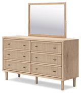 Cielden 3-Piece Queen Panel Headboard with Mirrored Dresser (Queen Panel Headboard, Dresser, Bedroom Mirror)