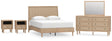 Cielden 7-Piece Queen Panel Bed with Mirrored Dresser and 2 Nightstands (Platform Queen Roll Slats, Queen Panel Footboard with Rails, Queen Panel Headboard, Dresser, Bedroom Mirror, Nightstand, Nightstand)