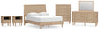 Cielden 8-Piece Queen Panel Bed with Mirrored Dresser, Chest and 2 Nightstands (Platform Queen Roll Slats, Queen Panel Footboard with Rails, Queen Panel Headboard, Dresser, Bedroom Mirror, Chest of Drawers, Nightstand, Nightstand)