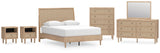 Cielden 8-Piece Queen Panel Bed with Mirrored Dresser, Chest and 2 Nightstands (Platform Queen Roll Slats, Queen Panel Footboard with Rails, Queen Panel Headboard, Dresser, Bedroom Mirror, Chest of Drawers, Nightstand, Nightstand)