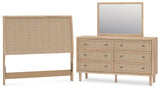 Cielden 3-Piece Full Panel Headboard with Mirrored Dresser (Full Panel Headboard, Dresser, Bedroom Mirror)
