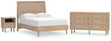 Cielden 5-Piece Full Panel Bed with Dresser and Nightstand (Platform Full Roll Slats, Full Panel Footboard with Rails, Full Panel Headboard, Dresser, Nightstand)