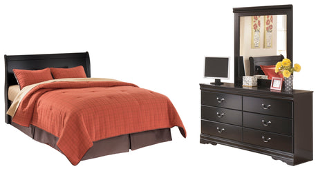 Huey Vineyard 3-Piece Queen Sleigh Headboard with Mirrored Dresser (Queen Sleigh Headboard, Dresser, Bedroom Mirror)