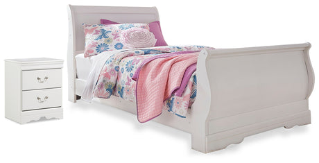 Anarasia Twin Sleigh Bed with Nightstand