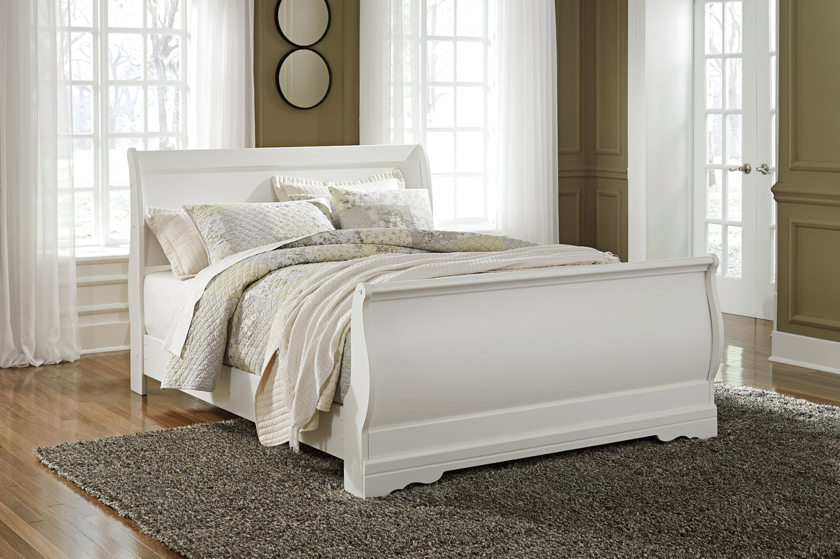 Anarasia Queen Sleigh Bed, Dresser, Mirror and 2 Nightstands