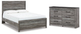 Bronyan 3-Piece Queen Panel Bed with Dresser (Queen Panel Headboard/Footboard, Queen Panel Rails, Dresser)