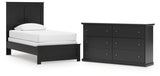 Maribel 3-Piece Twin Panel Bed with Dresser (Twin Panel Headboard/Footboard, Twin Panel Rails, Dresser)