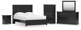Maribel 6-Piece Queen Panel Bed with Mirrored Dresser, Chest and Nightstand (Queen Panel Rails, Queen Panel Headboard/Footboard, Dresser, Bedroom Mirror, Chest of Drawers, Nightstand)