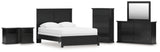 Maribel 7-Piece Queen Panel Bed with Mirrored Dresser, Chest and 2 Nightstands (Queen Panel Rails, Queen Panel Headboard/Footboard, Dresser, Bedroom Mirror, Chest of Drawers, Nightstand, Nightstand)