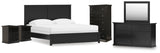 Maribel 7-Piece King Panel Bed with Mirrored Dresser, Chest and 2 Nightstands (King Panel Rails, King Panel Headboard/Footboard, Dresser, Bedroom Mirror, Chest of Drawers, Nightstand, Nightstand)