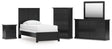 Maribel 6-Piece Twin Panel Bed with Mirrored Dresser, Chest and Nightstand (Twin Panel Headboard/Footboard, Twin Panel Rails, Dresser, Bedroom Mirror, Chest of Drawers, Nightstand)