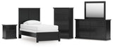 Maribel 6-Piece Twin Panel Bed with Mirrored Dresser, Chest and Nightstand (Twin Panel Headboard/Footboard, Twin Panel Rails, Dresser, Bedroom Mirror, Chest of Drawers, Nightstand)