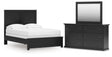 Maribel 4-Piece Full Panel Bed with Mirrored Dresser (Full Panel Rails, Full Panel Headboard/Footboard, Dresser, Bedroom Mirror)