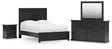 Maribel 5-Piece Full Panel Bed with Mirrored Dresser and Nightstand (Full Panel Rails, Full Panel Headboard/Footboard, Dresser, Bedroom Mirror, Nightstand)