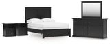 Maribel 6-Piece Full Panel Bed with Mirrored Dresser and 2 Nightstands (Full Panel Rails, Full Panel Headboard/Footboard, Dresser, Bedroom Mirror, Nightstand, Nightstand)