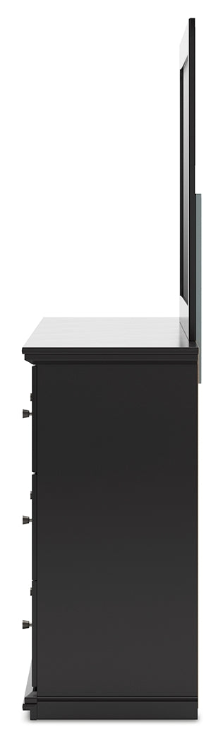 Maribel 6-Piece Full Panel Bed with Mirrored Dresser and 2 Nightstands (Full Panel Rails, Full Panel Headboard/Footboard, Dresser, Bedroom Mirror, Nightstand, Nightstand)