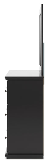 Maribel 4-Piece Full Panel Bed with Mirrored Dresser (Full Panel Rails, Full Panel Headboard/Footboard, Dresser, Bedroom Mirror)