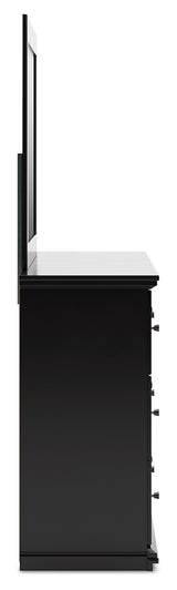 Maribel 5-Piece King Panel Bed with Mirrored Dresser and Nightstand (King Panel Rails, King Panel Headboard/Footboard, Dresser, Bedroom Mirror, Nightstand)