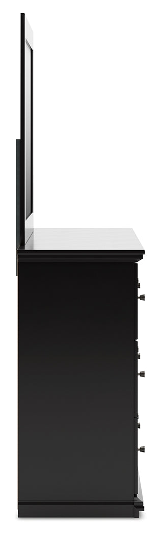 Maribel 4-Piece Twin Panel Bed with Mirrored Dresser (Twin Panel Headboard/Footboard, Twin Panel Rails, Dresser, Bedroom Mirror)