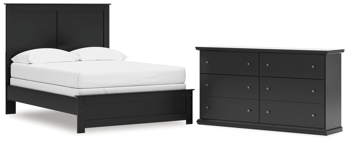 Maribel 3-Piece Full Panel Bed with Dresser (Full Panel Rails, Full Panel Headboard/Footboard, Dresser)