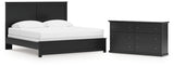 Maribel 3-Piece King Panel Bed with Dresser (King Panel Rails, King Panel Headboard/Footboard, Dresser)