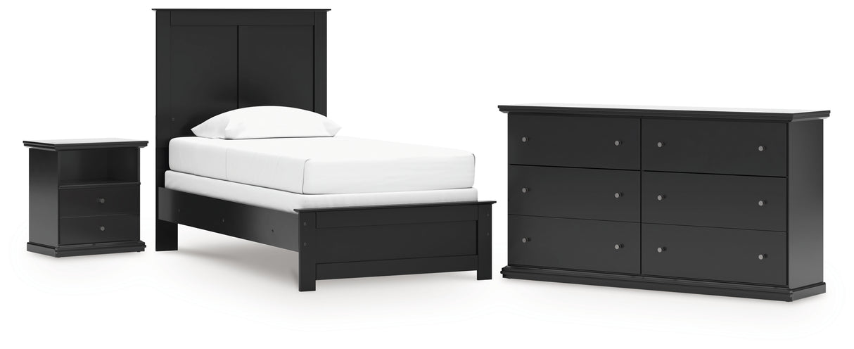 Maribel 4-Piece Twin Panel Bed with Dresser and Nightstand (Twin Panel Headboard/Footboard, Twin Panel Rails, Dresser, Nightstand)