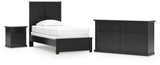 Maribel 4-Piece Twin Panel Bed with Dresser and Nightstand (Twin Panel Headboard/Footboard, Twin Panel Rails, Dresser, Nightstand)