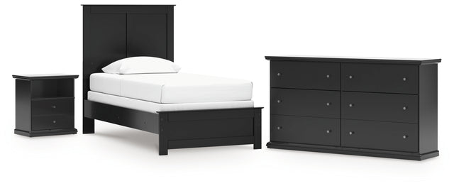 Maribel 4-Piece Twin Panel Bed with Dresser and Nightstand (Twin Panel Headboard/Footboard, Twin Panel Rails, Dresser, Nightstand)