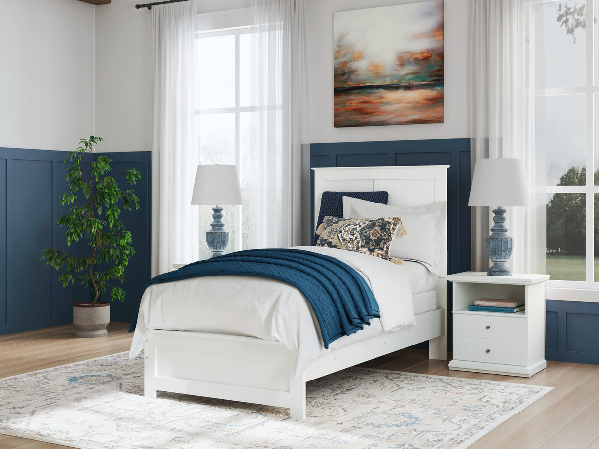 Bostwick Shoals 6-Piece Twin Panel Bed with Mirrored Dresser and 2 Nightstands (Twin Panel Headboard/Footboard, Twin Panel Rails, Dresser, Bedroom Mirror, Nightstand, Nightstand)