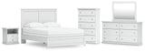Bostwick Shoals 6-Piece Queen Panel Bed with Mirrored Dresser, Chest and Nightstand (Queen Panel Rails, Queen Panel Headboard/Footboard, Dresser, Bedroom Mirror, Chest of Drawers, Nightstand)