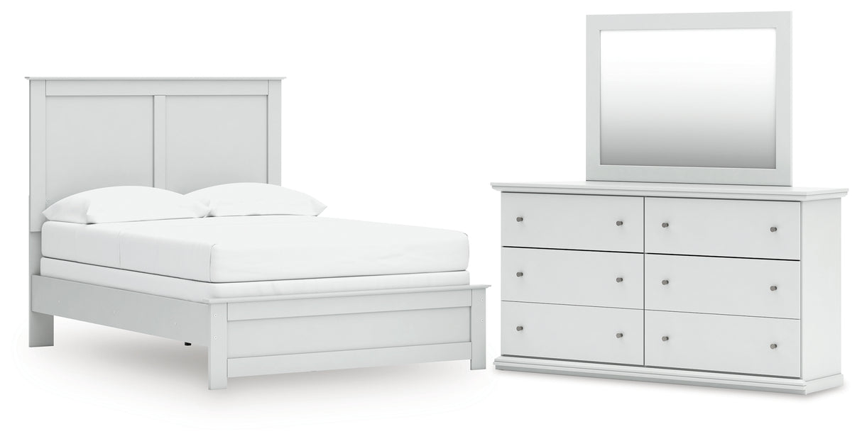 Bostwick Shoals 4-Piece Full Panel Bed with Mirrored Dresser (Full Panel Rails, Full Panel Headboard/Footboard, Dresser, Bedroom Mirror)