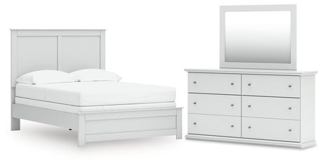 Bostwick Shoals 4-Piece Full Panel Bed with Mirrored Dresser (Full Panel Rails, Full Panel Headboard/Footboard, Dresser, Bedroom Mirror)