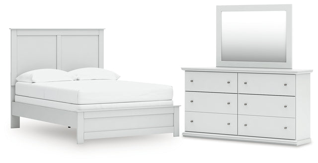 Bostwick Shoals 4-Piece Full Panel Bed with Mirrored Dresser (Full Panel Rails, Full Panel Headboard/Footboard, Dresser, Bedroom Mirror)