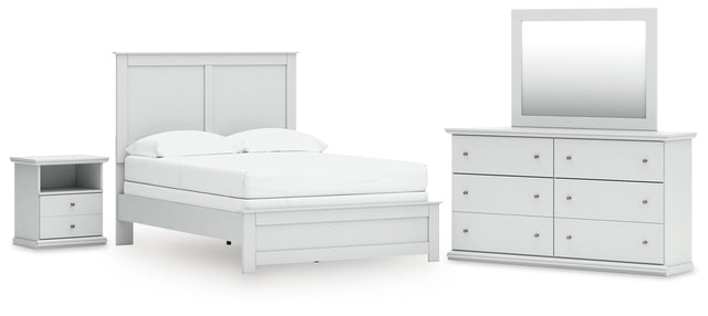 Bostwick Shoals 5-Piece Full Panel Bed with Mirrored Dresser and Nightstand (Full Panel Rails, Full Panel Headboard/Footboard, Dresser, Bedroom Mirror, Nightstand)
