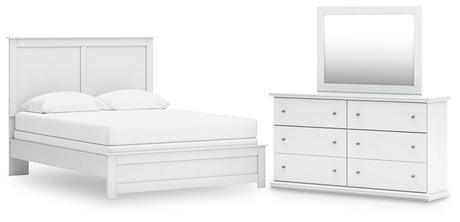Bostwick Shoals 4-Piece Queen Panel Bed with Mirrored Dresser (Queen Panel Rails, Queen Panel Headboard/Footboard, Dresser, Bedroom Mirror)