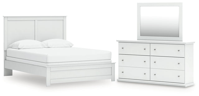 Bostwick Shoals 4-Piece Queen Panel Bed with Mirrored Dresser (Queen Panel Rails, Queen Panel Headboard/Footboard, Dresser, Bedroom Mirror)