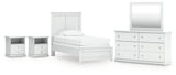 Bostwick Shoals 6-Piece Twin Panel Bed with Mirrored Dresser and 2 Nightstands (Twin Panel Headboard/Footboard, Twin Panel Rails, Dresser, Bedroom Mirror, Nightstand, Nightstand)