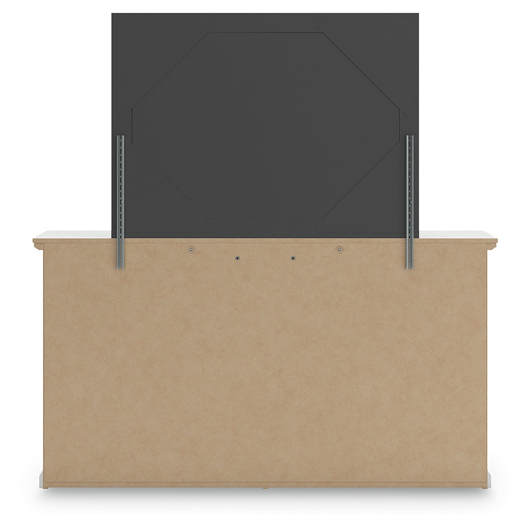 Bostwick Shoals 6-Piece King Panel Bed with Mirrored Dresser, Chest and Nightstand (King Panel Rails, King Panel Headboard/Footboard, Dresser, Bedroom Mirror, Chest of Drawers, Nightstand)