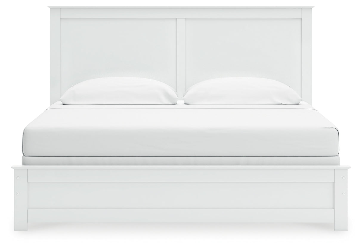 Bostwick Shoals 4-Piece King Panel Bed with Mirrored Dresser (King Panel Rails, King Panel Headboard/Footboard, Dresser, Bedroom Mirror)