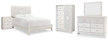 Paxberry Queen Panel Bed, Dresser, Mirror,  Chest and Nightstand